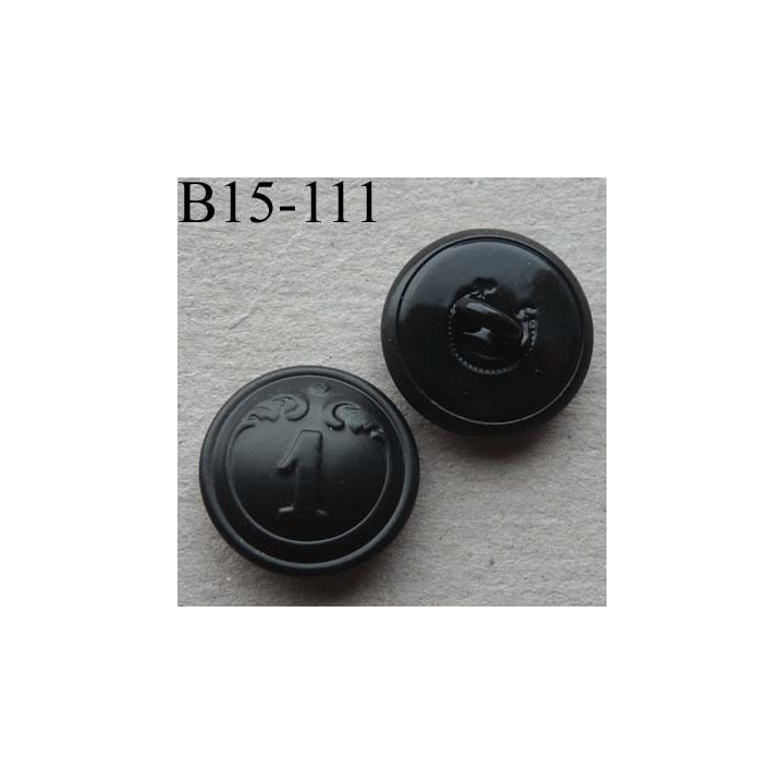  bouton métal 15 mm haut de gamme style ancien couleur noir inscription chiffre 1 accroche un anneau