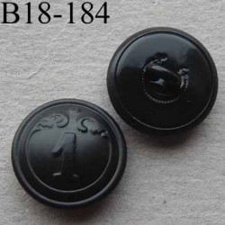  bouton métal 18 mm haut de gamme style ancien couleur noir inscription chiffre 1 accroche un anneau