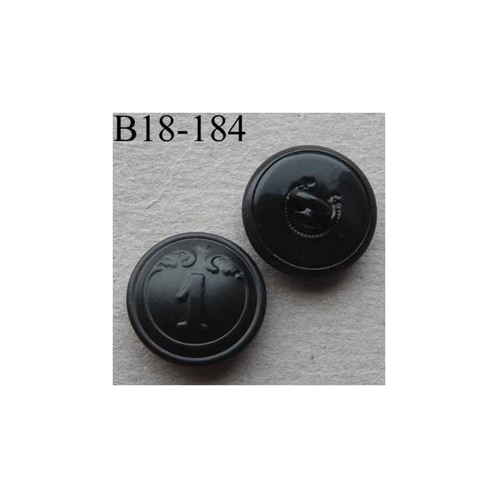  bouton métal 18 mm haut de gamme style ancien couleur noir inscription chiffre 1 accroche un anneau