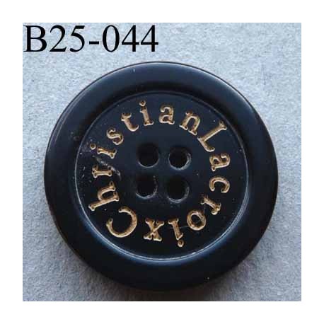 bouton 25 mm haut de gamme siglé CHRISTIAN LACROIX couleur noir 4 trous 