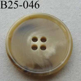 bouton 25 mm haut de gamme couleur beige écru marbré  brillant4 trous