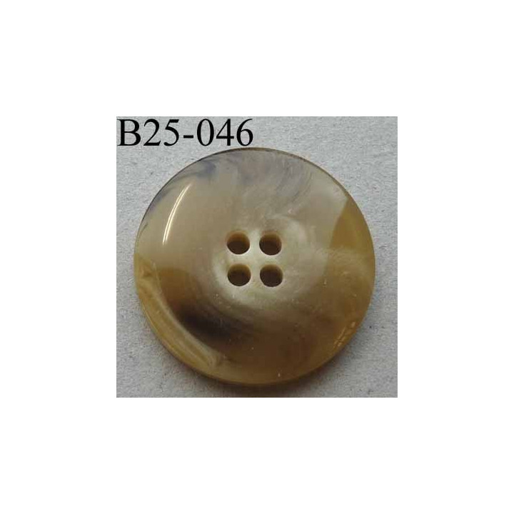 bouton 25 mm haut de gamme couleur beige écru marbré  brillant4 trous