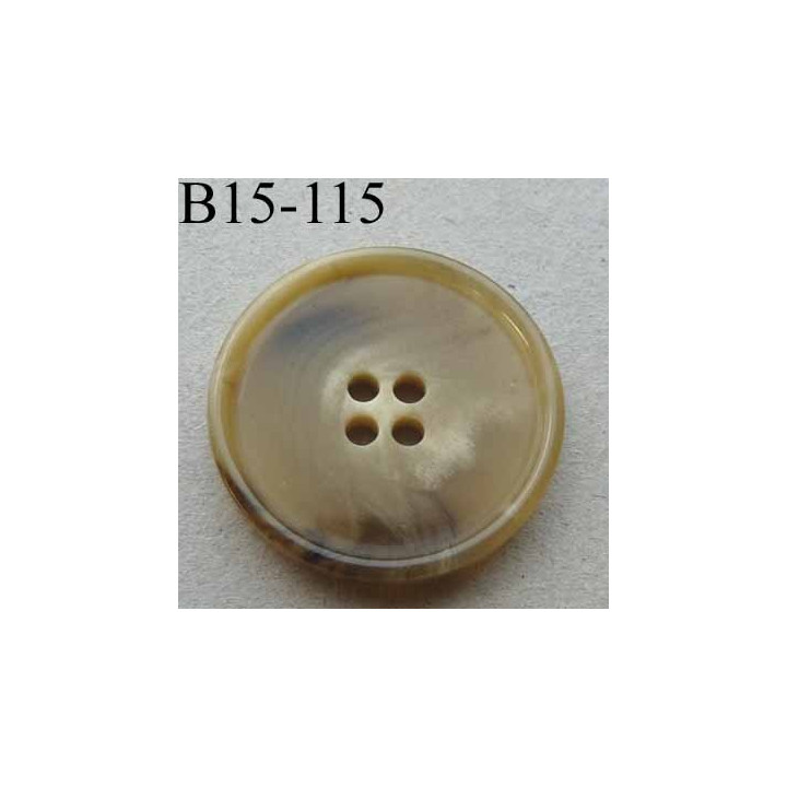 bouton 15 mm haut de gamme couleur beige écru marbré 4 trous 
