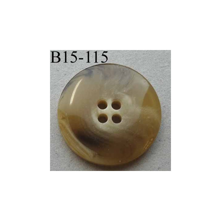 bouton 15 mm haut de gamme couleur beige écru marbré 4 trous 