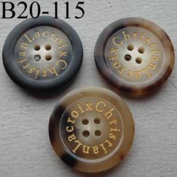 bouton 20 mm haut de gamme siglé CHRISTIAN LACROIX couleur marron marbré 4 trous 