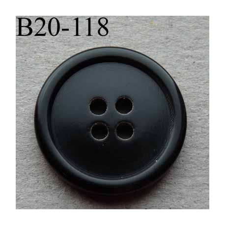 bouton 20 mm haut de gamme couleur noir 4 trous 