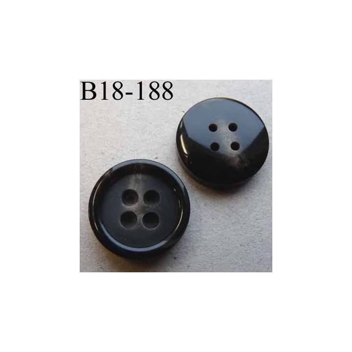 bouton 18 mm haut de gamme couleur noir légèrement marbré marron beige avec bordure 4 trous 