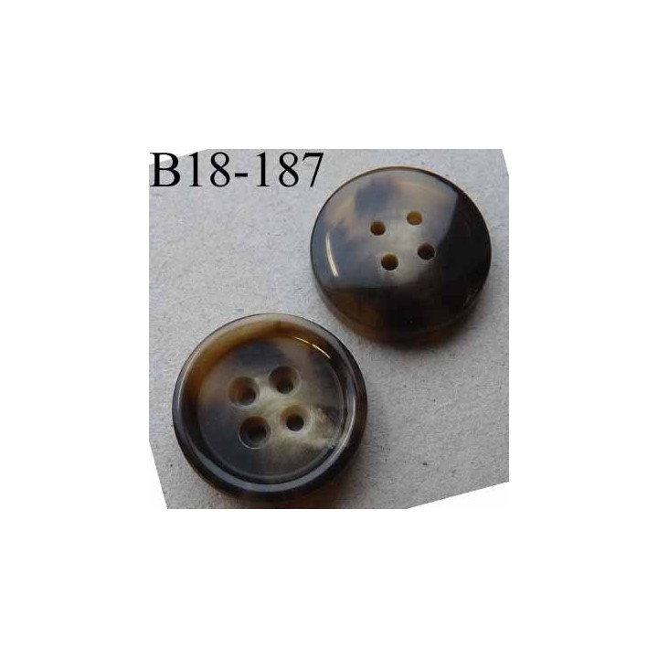 bouton 18 mm haut de gamme couleur marron beige marbré 4 trous 