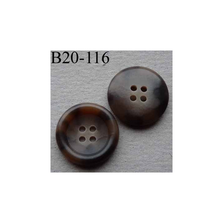 bouton 20 mm haut de gamme couleur marron beige marbré 4 trous 