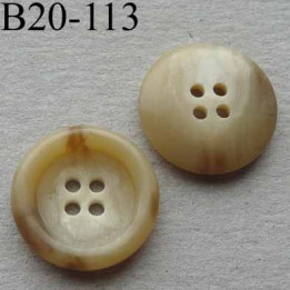 bouton 20 mm haut de gamme couleur beige 4 trous avec bordure