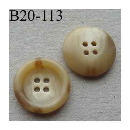 bouton 20 mm haut de gamme couleur beige 4 trous avec bordure