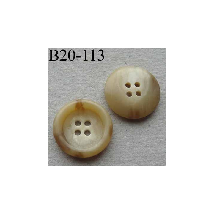 bouton 20 mm haut de gamme couleur beige 4 trous avec bordure