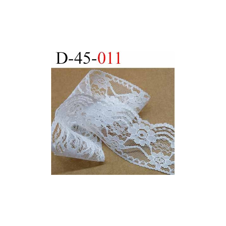 Dentelle synthétique souple douce blanche largeur 45 mm prix au mètre
