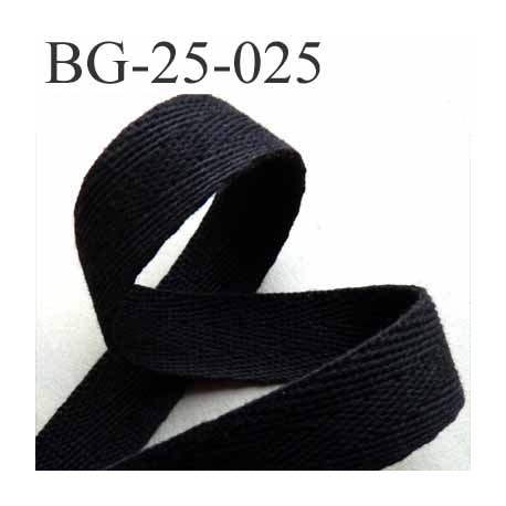 sangle biais ruban a plat 100% coton couleur noir largeur 2.5 cm épaisseur 1.8 mm solide prix au mètre