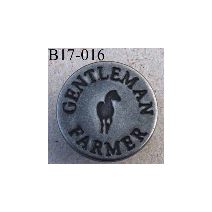 Bouton pour jeans 17 mm haut de gamme siglé Gentleman Farmer en métal diamètre 17 mm couleur acier avec le clou superbe