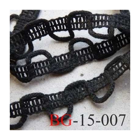 dentelle biais galon boutonnière galon coton made in france largeur 15 mm couleur noir le mètre