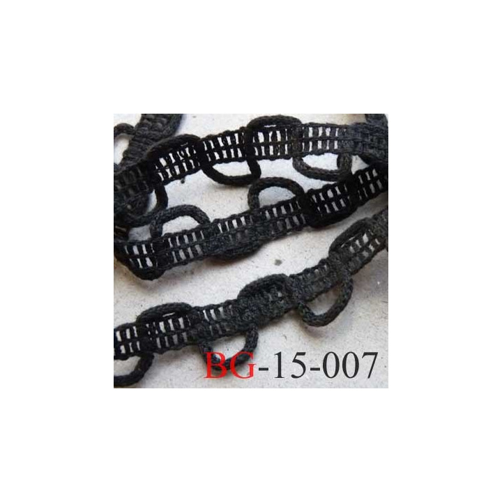 dentelle biais galon boutonnière galon coton made in france  largeur 15 mm couleur noir le mètre