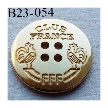 bouton métal collector 23 mm haut de gamme CLUB FRANCE FFF couleur doré 4 trous