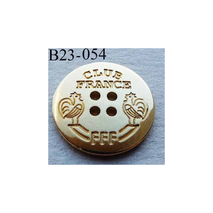 bouton métal collector 23 mm haut de gamme CLUB FRANCE FFF couleur doré 4 trous