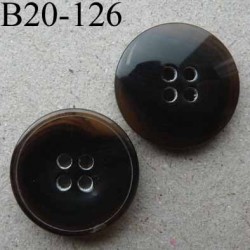 bouton 20 mm haut de gamme couleur marron centre opaque une partie de la bordure translucide 4 trous