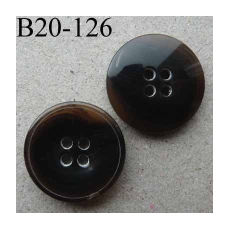 bouton 20 mm haut de gamme couleur marron centre opaque une partie de la bordure translucide 4 trous
