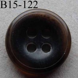 bouton 15 mm haut de gamme couleur marron marbré opaque et translucide 4 trous