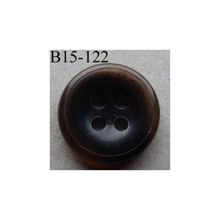 bouton 15 mm haut de gamme couleur marron marbré opaque et  translucide 4 trous