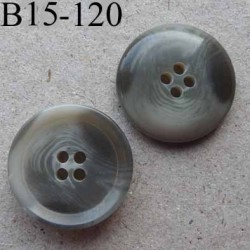 bouton 15 mm haut de gamme couleur gris marbré 4 trous
