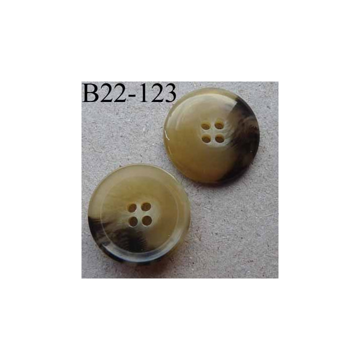 bouton 20 mm haut de gamme couleur beige marbré 4 trous