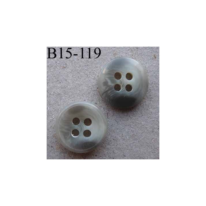 bouton 15 mm haut de gamme couleur gris sans bordure 4 trous