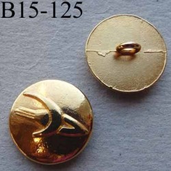 ﻿bouton métal 15 mm haut de gamme couleur doré décoré au centre accroche un anneau