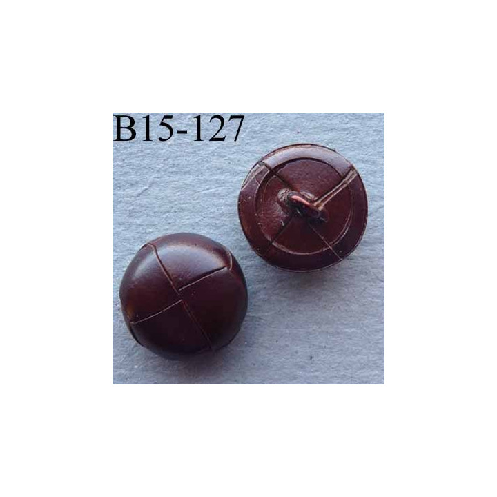 bouton cuir 15 mm haut de gamme couleur marron accroche un anneau