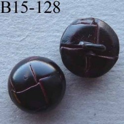 bouton cuir 15 mm haut de gamme couleur marron foncé accroche un anneau