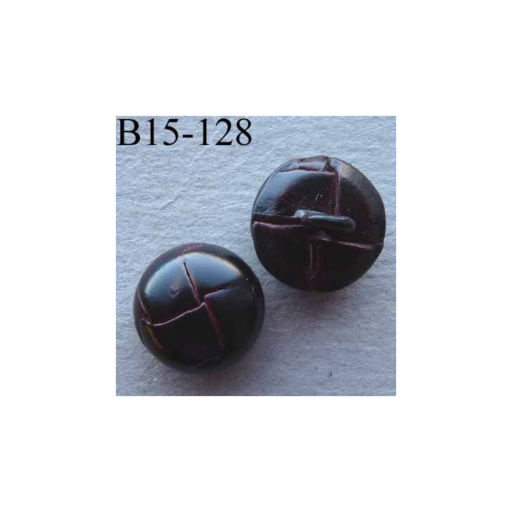 bouton cuir 15 mm haut de gamme couleur marron foncé accroche un anneau