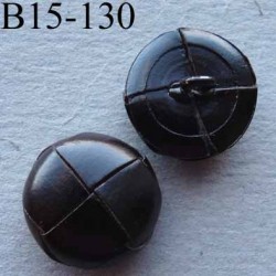 bouton cuir 15 mm haut de gamme couleur marron trés foncé accroche un anneau