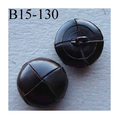 bouton cuir 15 mm haut de gamme couleur marron trés foncé accroche un anneau