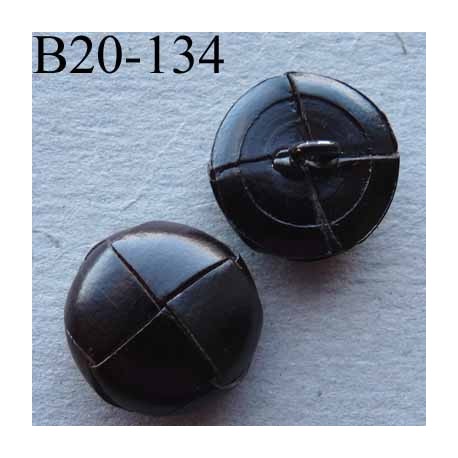 bouton cuir 20 mm haut de gamme couleur marron trés foncé accroche un anneau