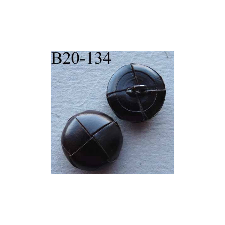 bouton cuir 20 mm haut de gamme couleur marron trés foncé accroche un anneau
