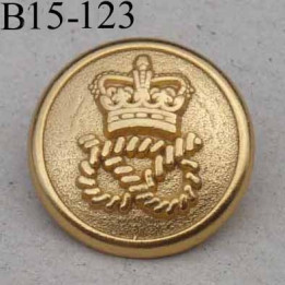 bouton haut de gamme 15 mm en métal doré motif couronne royale accroche avec un anneau diamètre 15 millimètres