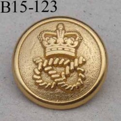bouton haut de gamme 15 mm en métal doré motif couronne royale accroche avec un anneau diamètre 15 millimètres