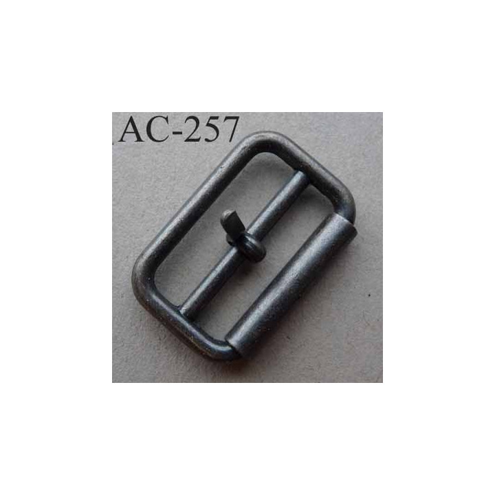 Boucle rectangle en métal couleur acier patiné à ardillon tige avec cran 12 mm largeur extérieur 31 mm