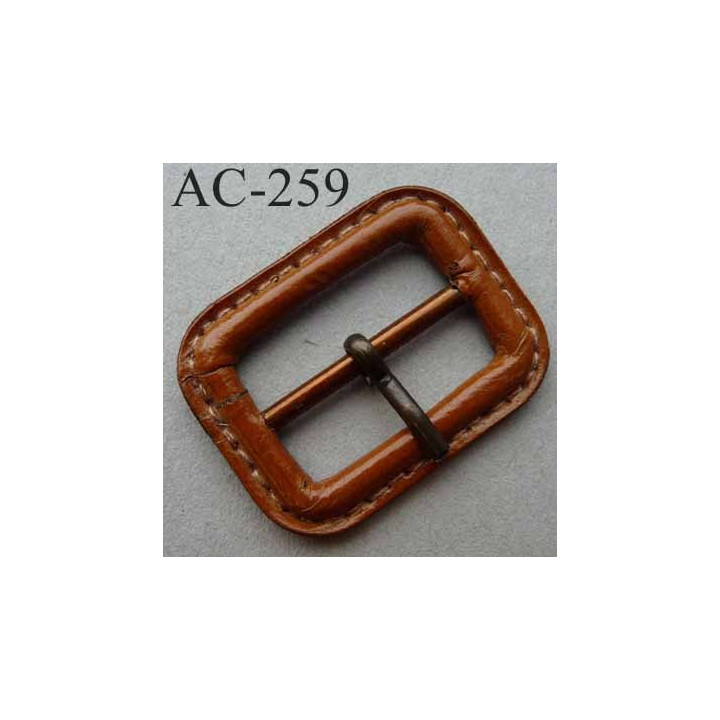 Boucle rectangle simili cuir couleur marron à ardillon tige avec cran 15 mm largeur extérieur 38 mm