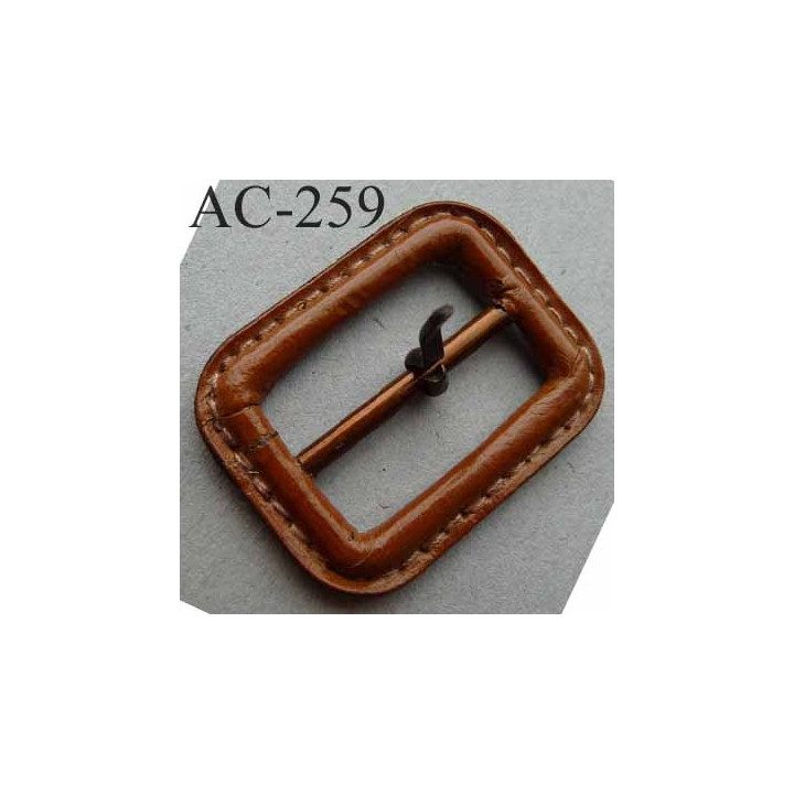 Boucle rectangle simili cuir couleur marron à ardillon tige avec cran 15 mm largeur extérieur 38 mm