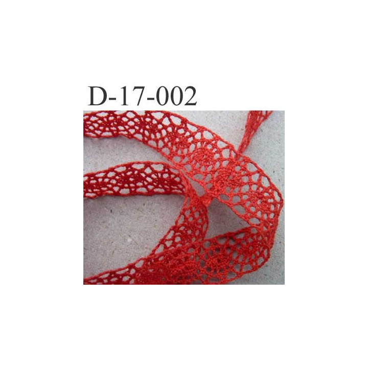 dentelle crochet ancienne 100% coton largeur 17 mm couleur rouge corail provient d'une vieille mercerie parisienne prix au mètre