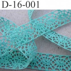 dentelle crochet ancienne 100% coton largeur 16 mm couleur vert lagon provient d'une vieille mercerie parisienne prix au mètre