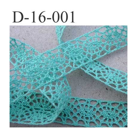 dentelle crochet ancienne 100% coton largeur 16 mm couleur vert lagon provient d'une vieille mercerie parisienne prix au mètre