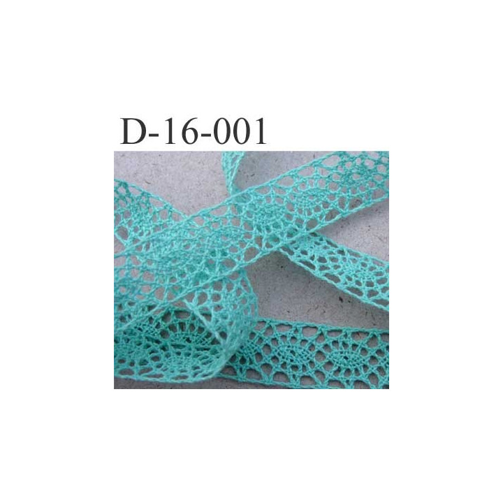 dentelle crochet ancienne 100% coton largeur 16 mm couleur vert lagon provient d'une vieille mercerie parisienne prix au mètre