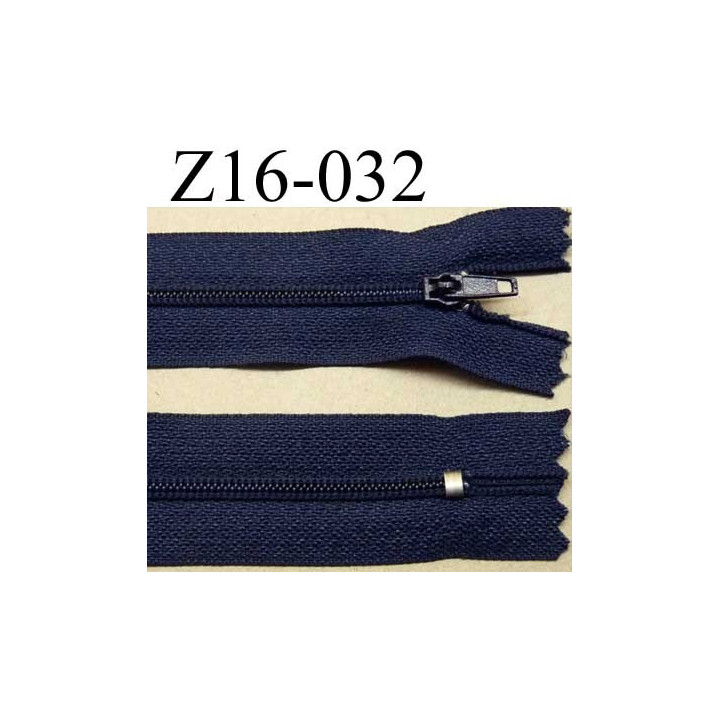 fermeture zip à glissière longueur 16 cm couleur bleu marine non séparable zip nylon largeur 2.5 cm largeur du zip 4 mm
