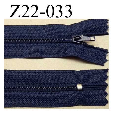 fermeture zip à glissière longueur 22 cm couleur bleu marine non séparable zip nylon largeur 2.5 cm largeur du zip 4 mm