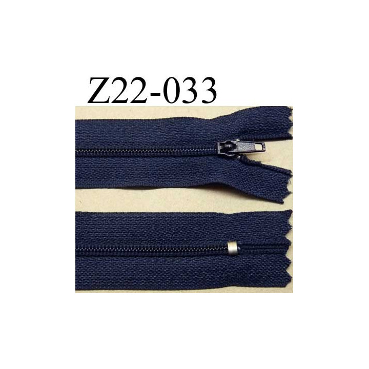 fermeture zip à glissière longueur 22 cm couleur bleu marine non séparable zip nylon largeur 2.5 cm largeur du zip 4 mm